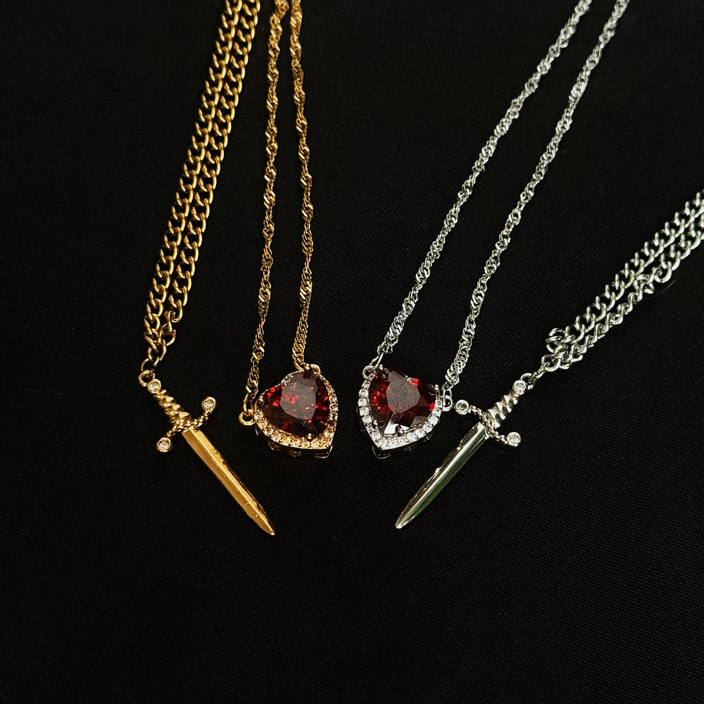 Sword & Heart Pendant Necklace