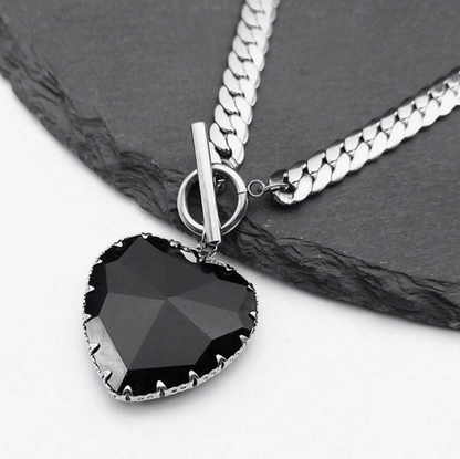 Heart Glass Pendant Choker