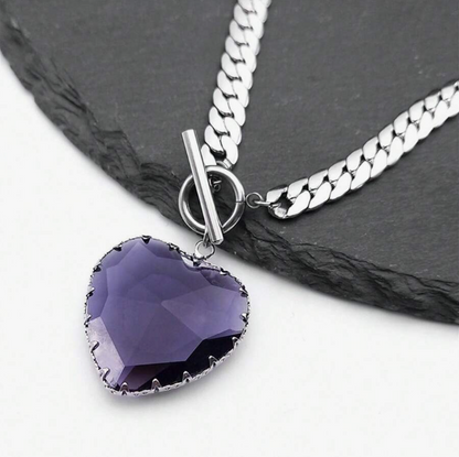 Heart Glass Pendant Choker